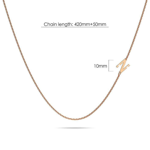 Bold Alphabet Letter Initial Charm Necklace in Rose Gold Tone
